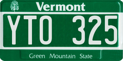 VT license plate YTO325