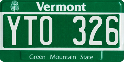VT license plate YTO326