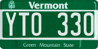 VT license plate YTO330