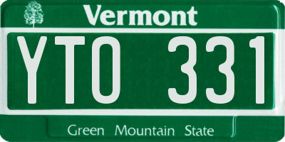 VT license plate YTO331