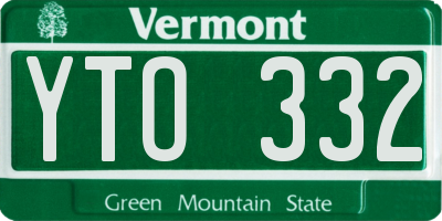 VT license plate YTO332