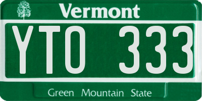 VT license plate YTO333