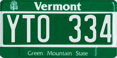 VT license plate YTO334