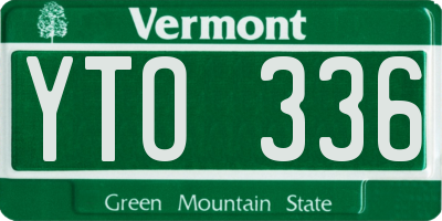 VT license plate YTO336