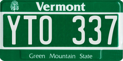 VT license plate YTO337