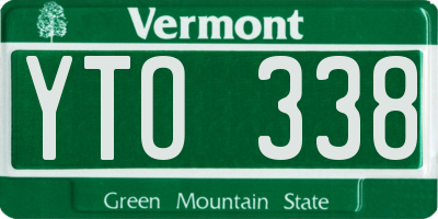 VT license plate YTO338