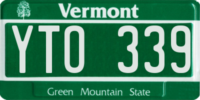 VT license plate YTO339