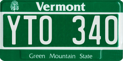 VT license plate YTO340