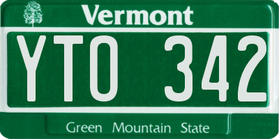 VT license plate YTO342