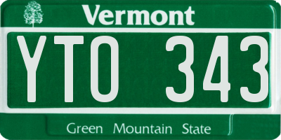 VT license plate YTO343