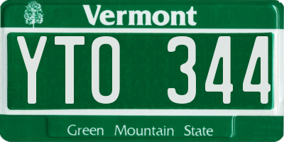 VT license plate YTO344