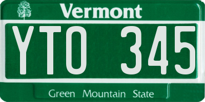 VT license plate YTO345