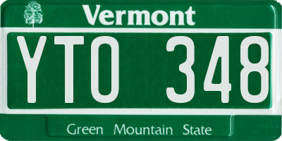 VT license plate YTO348