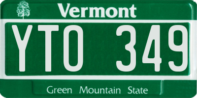 VT license plate YTO349