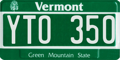 VT license plate YTO350