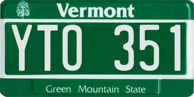 VT license plate YTO351
