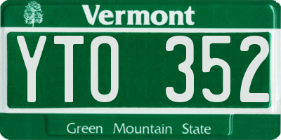 VT license plate YTO352