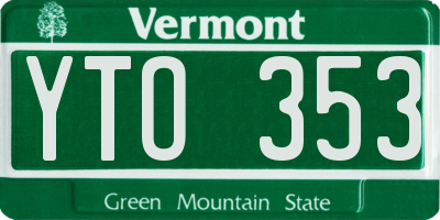 VT license plate YTO353