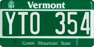 VT license plate YTO354