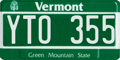VT license plate YTO355