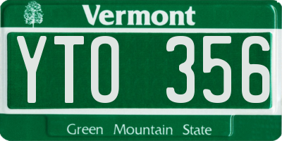 VT license plate YTO356
