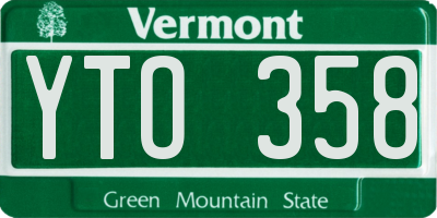 VT license plate YTO358