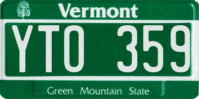 VT license plate YTO359