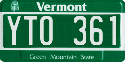 VT license plate YTO361