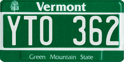 VT license plate YTO362