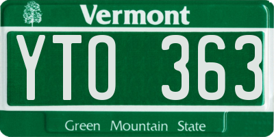 VT license plate YTO363