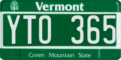 VT license plate YTO365