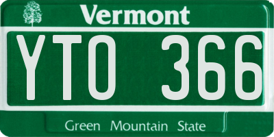 VT license plate YTO366