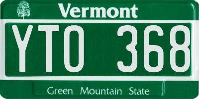VT license plate YTO368
