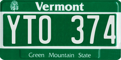 VT license plate YTO374