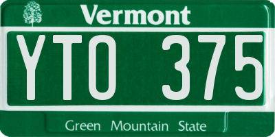 VT license plate YTO375