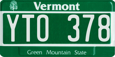 VT license plate YTO378