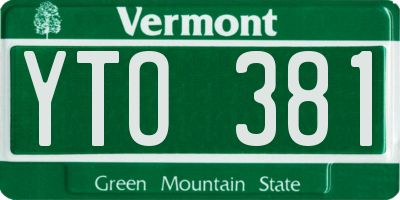VT license plate YTO381