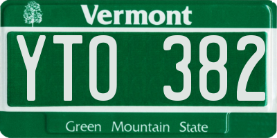 VT license plate YTO382