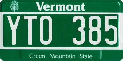 VT license plate YTO385