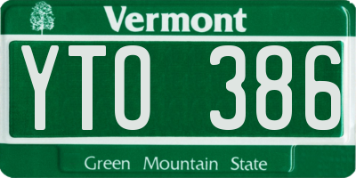 VT license plate YTO386