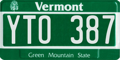 VT license plate YTO387