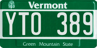 VT license plate YTO389