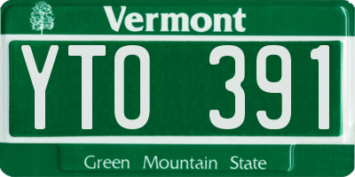 VT license plate YTO391