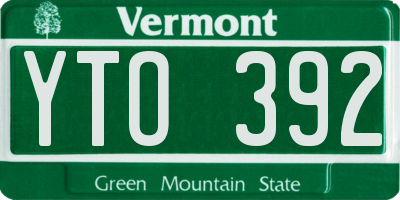 VT license plate YTO392