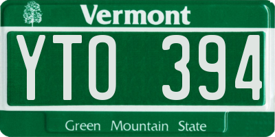 VT license plate YTO394