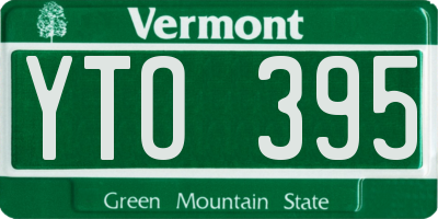VT license plate YTO395