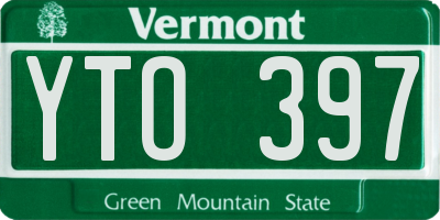 VT license plate YTO397