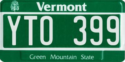 VT license plate YTO399