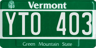 VT license plate YTO403