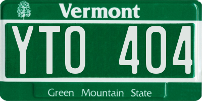 VT license plate YTO404